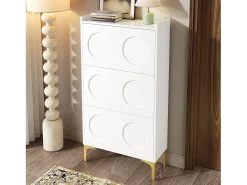 Móvel De Arrumação|Sapateira|Merax Sapateira moderna - 63 x 24 x 120 cm - com 3 portas + pés de metal - MDF - branca Branco