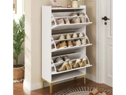 Móvel De Arrumação|Sapateira|Merax Sapateira moderna - 63 x 24 x 120 cm - com 3 portas + pés de metal - MDF - branca Branco