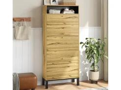 Móvel De Arrumação|Sapateira*Merax Sapateira moderna - 63 x 24 x 147 cm - com 3 portas + compartimentos adicionais - MDF - cor natural Natural claro