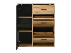 Merax Sapateira moderna com 1 gaveta + 2 sapateiras dobráveis + 1 porta - 80 x 24 x 95,5 - aglomerado - natural^ Móvel De Arrumação|Sapateira