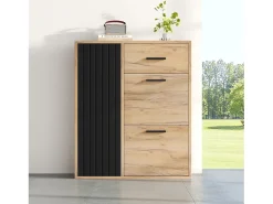Merax Sapateira moderna com 1 gaveta + 2 sapateiras dobráveis + 1 porta - 80 x 24 x 95,5 - aglomerado - natural^ Móvel De Arrumação|Sapateira