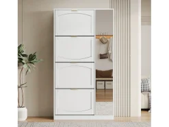 Móvel De Arrumação|Sapateira|Merax Sapateira moderna com 4 gavetas basculantes - 80 x 24 x 147 cm - Aglomerado - Branca Branco