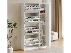 Móvel De Arrumação|Sapateira|Merax Sapateira moderna com 4 gavetas basculantes - 80 x 24 x 147 cm - Aglomerado - Branca Branco