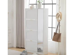 Móvel De Arrumação|Sapateira|Merax Sapateira moderna com 4 gavetas basculantes - 80 x 24 x 147 cm - Aglomerado - Branca Branco