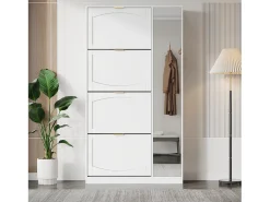 Móvel De Arrumação|Sapateira|Merax Sapateira moderna com 4 gavetas basculantes - 80 x 24 x 147 cm - Aglomerado - Branca Branco
