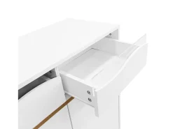 Móvel De Arrumação|Sapateira|Hauss Spole Sapateira moderna com 2 gavetas e 2 portas 80×35×105 cm Amplo espaço de arrumação com luzes LED Branco
