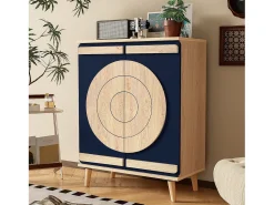 Móvel De Arrumação|Sapateira|Merax Sapateira moderna com portas redondas e geométricas - 76 x 37 x 98,5 cm - aglomerado - cor natural Natural claro