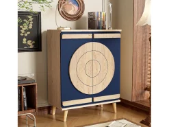 Móvel De Arrumação|Sapateira|Merax Sapateira moderna com portas redondas e geométricas - 76 x 37 x 98,5 cm - aglomerado - cor natural Natural claro