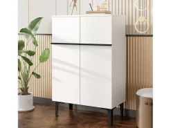 Discount Merax Sapateira moderna para hall de entrada - 60 x 34,5 x 95 cm - com 2 portas e prateleiras ajustáveis - aglomerado - branca Branco