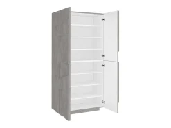 Dmora Sapateira Orfeo, Armário multiuso com 4 portas articuladas, Sapateira de entrada, 100% Fabricado na Itália, 81x38h167 cm, Cimento^ Móvel De Arrumação|Sapateira