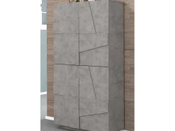 Dmora Sapateira Orfeo, Armário multiuso com 4 portas articuladas, Sapateira de entrada, 100% Fabricado na Itália, 81x38h167 cm, Cimento^ Móvel De Arrumação|Sapateira