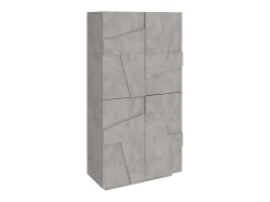 Dmora Sapateira Orfeo, Armário multiuso com 4 portas articuladas, Sapateira de entrada, 100% Fabricado na Itália, 81x38h167 cm, Cimento^ Móvel De Arrumação|Sapateira