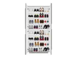 Dmora Sapateira Orfeo, Armário multiuso com 4 portas articuladas, Sapateira de entrada, 100% Fabricado na Itália, 81x38h167 cm, Cimento^ Móvel De Arrumação|Sapateira