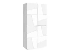 Móvel De Arrumação|Sapateira*Dmora Sapateira Orfeo, Armário multiuso com 4 portas articuladas, Sapateira de entrada, 100% Fabricado na Itália, 81x38h167 cm, brilhante Branco