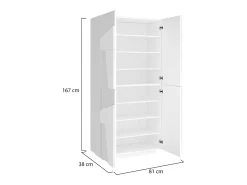 Móvel De Arrumação|Sapateira*Dmora Sapateira Orfeo, Armário multiuso com 4 portas articuladas, Sapateira de entrada, 100% Fabricado na Itália, 81x38h167 cm, brilhante Branco