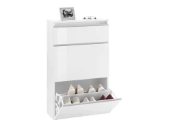 Móvel De Arrumação|Sapateira|Dmora Sapateira Paco, Armário multiuso com 2 portas e 1 porta sanfonada, Sapateira de entrada, 100% Fabricado na Itália, 60x27h108 cm, brilhante Branco
