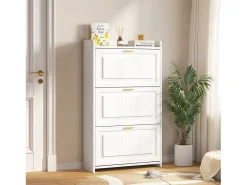 Móvel De Arrumação|Sapateira|Merax Sapateira para hall de entrada - 70 x 24 x 120 cm - com 6 compartimentos - MDF + aglomerado - branca Branco