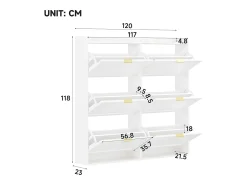 Móvel De Arrumação|Sapateira*Merax Sapateira para hall de entrada - 120 x 23 x 118 cm - com 6 compartimentos dobráveis - MDF + aglomerado - branca Branco