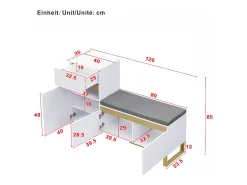 Móvel De Arrumação|Sapateira*Merax Sapateira para hall de entrada - 120 x 35 x 85 cm - com 2 portas + 1 gaveta + banco - MDF - branca Branco