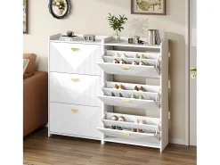 Móvel De Arrumação|Sapateira|Merax Sapateira para hall de entrada - 2 x 70 x 30 x 120 cm - com 3 portas basculantes - MDF - branca Branco