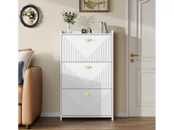 Móvel De Arrumação|Sapateira|Merax Sapateira para hall de entrada - 70 x 30 x 120 cm - com 3 portas basculantes - MDF - branca Branco