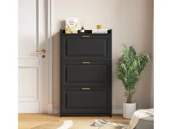 Móvel De Arrumação|Sapateira*Merax Sapateira para hall de entrada - 70 x 24 x 120 cm - com 6 compartimentos - MDF + aglomerado - preta Preto