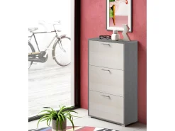 Móvel De Arrumação|Sapateira*Dmora Sapateira Peonia, Móvel de entrada multiuso com 3 portas sanfonadas, Sapateira de dupla profundidade, 100% Fabricado na Itália, 67x28h112 cm, Lariço Castanho