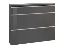 Móvel De Arrumação|Sapateira|Dmora Sapateira Piero, Armário multiuso com 2 portas e 1 porta basculante, Sapateira de entrada, 100% Fabricado na Itália, 120x27h108 cm, Antracite brilhante Preto