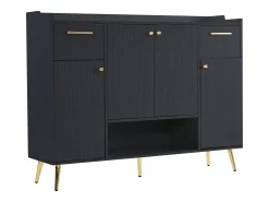Discount Hauss Spole Sapateira preta com 2 gavetas e 4 portas, pés em metal 130x37x100cm Preto