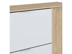 Móvel De Arrumação|Sapateira|Dmora Sapateira Provo, sapateira de 4 portas, armário baixo multiuso com 5 prateleiras, sapateira moderna, 106x22h115 cm, carvalho e branco Castanho