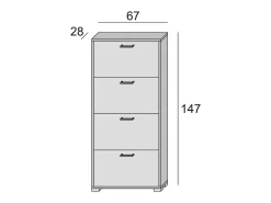 Discount Dmora Sapateira Rosa, Móvel de entrada multiuso com 4 portas sanfonadas, Sapateira de dupla profundidade, 100% Fabricado na Itália, 67x28h147 cm, Branco
