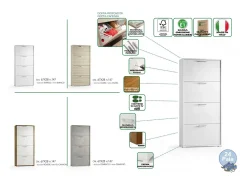 Dmora Sapateira rosa, Móvel de entrada multiuso com 4 portas sanfonadas, Sapateira de dupla profundidade, 100% Fabricado na Itália, 67x28h147 cm, Lariço^ Móvel De Arrumação|Sapateira