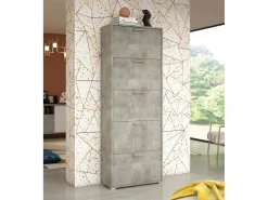 Móvel De Arrumação|Sapateira|Dmora Sapateira Surfinia, Móvel de entrada multiuso com 5 portas sanfonadas, Sapateira de dupla profundidade, 100% Fabricado na Itália, 67x28h183 cm, Cimento Cinzento