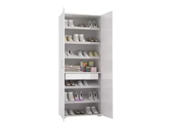 Hot Dmora Sapateira Tarassaco, Móvel de entrada multiuso com porta espelhada, Sapateira moderna com 6 prateleiras, 100% Fabricado na Itália, 72x37h195 cm, Branco