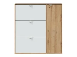 Dmora Sapateira Tok, sapateira de entrada com 4 portas, sapateira que economiza espaço, 105x24h112 cm, e Carvalho^ Móvel De Arrumação|Sapateira