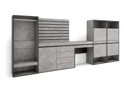Móvel De Entrada*Skraut Home Sapateira, 335x57x145cm, Para quarto, dormitório, Roupeiro aberto, Cómoda, Tiras Deco. Madeira, Toucador, Cimento Cinzento