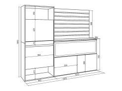 Móvel De Arrumação|Sapateira|Skraut Home Sapateira, 167x35x145cm, Para quarto, dormitório, Lareira eléctrica XXL, Tiras Deco. Madeira, Cimento Cinzento