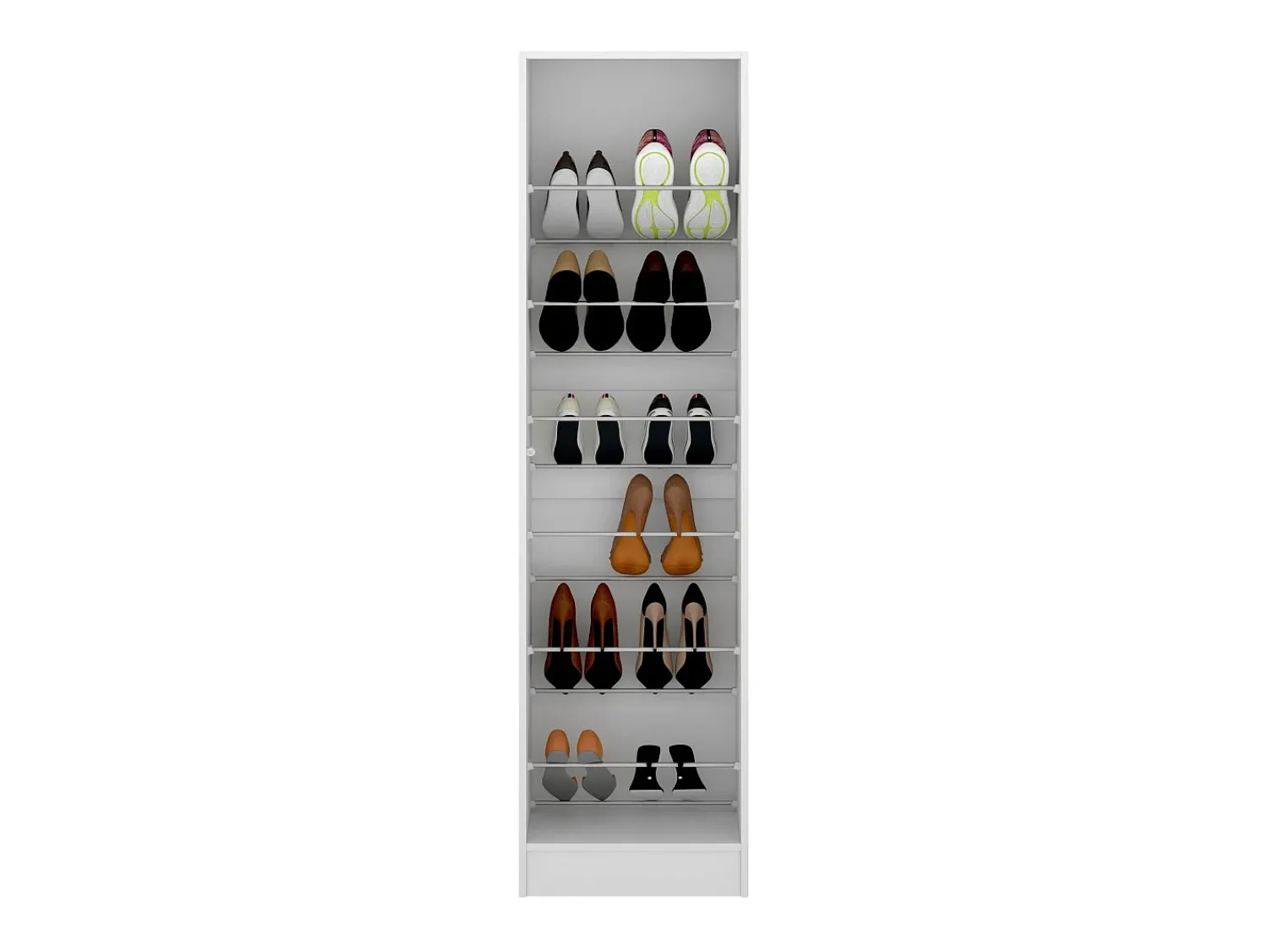 New Dmora Sapateira Zevola, Sapateira de entrada que economiza espaço, Sapateira com 1 porta espelhada, 50x27h186 cm, Branco
