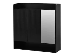 Móvel De Arrumação|Sapateira*ModernLuxe Sapateiro 110x35,5x110 cm - com espelho - com 3 portas - MDF - Preto