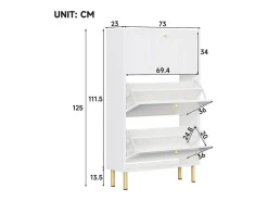 Online ModernLuxe Sapateiro 73x25x125cm - con 3 portas de abrir - prateleira de 6 níveis - Branco