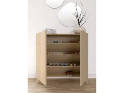 Móvel De Arrumação|Sapateira*Herdasa Sapateiro/Móvel organização - H87cm x L90cm x P27cm nogueira clara - Bergen Natural claro
