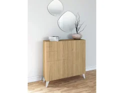 Móvel De Arrumação|Sapateira|Herdasa Sapateiro/Móvel organização - H87cm x L90cm x P27cm chêne dore pernas – Bergen Branco