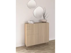 Móvel De Arrumação|Sapateira*Herdasa Sapateiro/Móvel organização - H87cm x L90cm x P27cm nogueira clara pernas moca - Bergen Castanho