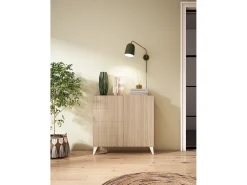 Móvel De Arrumação|Sapateira*Herdasa Sapateiro/Móvel organização - H87cm x L90cm x P27cm nogueira clara pernas - Bergen Branco
