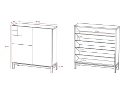 Móvel De Arrumação|Sapateira*Herdasa Sapateiro/Móvel organização - H90cm x L90cm x P27cm nogueira clara pernas - Copenhague Branco