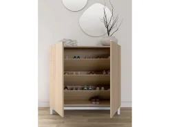 Móvel De Arrumação|Sapateira*Herdasa Sapateiro/Móvel organização - H90cm x L90cm x P27cm nogueira clara pernas - Copenhague Branco