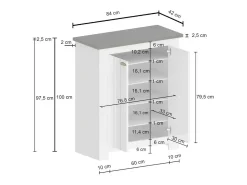 Móvel De Arrumação|Sapateira*Dmora Scarpiera Dcittadin, Porta scarPe economizador de espaço com 2 portas, armário de entrada multifuncional, 84x42h100 cm, branco e carvalho Castanho
