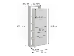 Móvel De Arrumação|Sapateira|Vicco Schuhkipper 80x24.2x166.1 orlando Branco