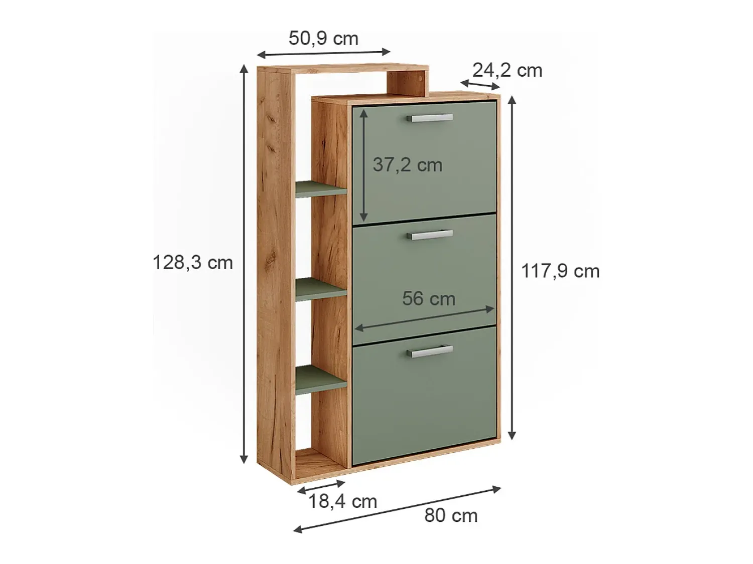 Vicco Schuhkipper carvalho/ goldkraft 80x24.2x128.3 orlando^ Móvel De Arrumação|Sapateira