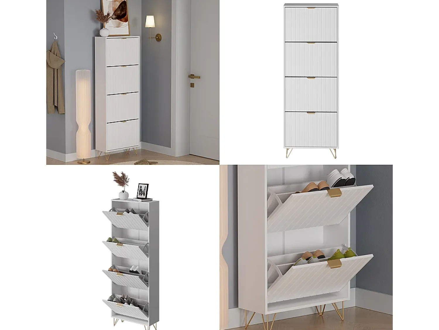 Móvel De Arrumação|Sapateira|Vicco Schuhschrank 60x23.5x166.7 helge Branco